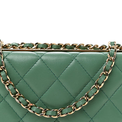 Chanel Lambskin Quilted Trendy CC Wallet On Chain WOC Green 9 of 11
