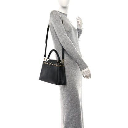 Louis Vuitton Taurillon Studded Capucines PM Black 3 of 9