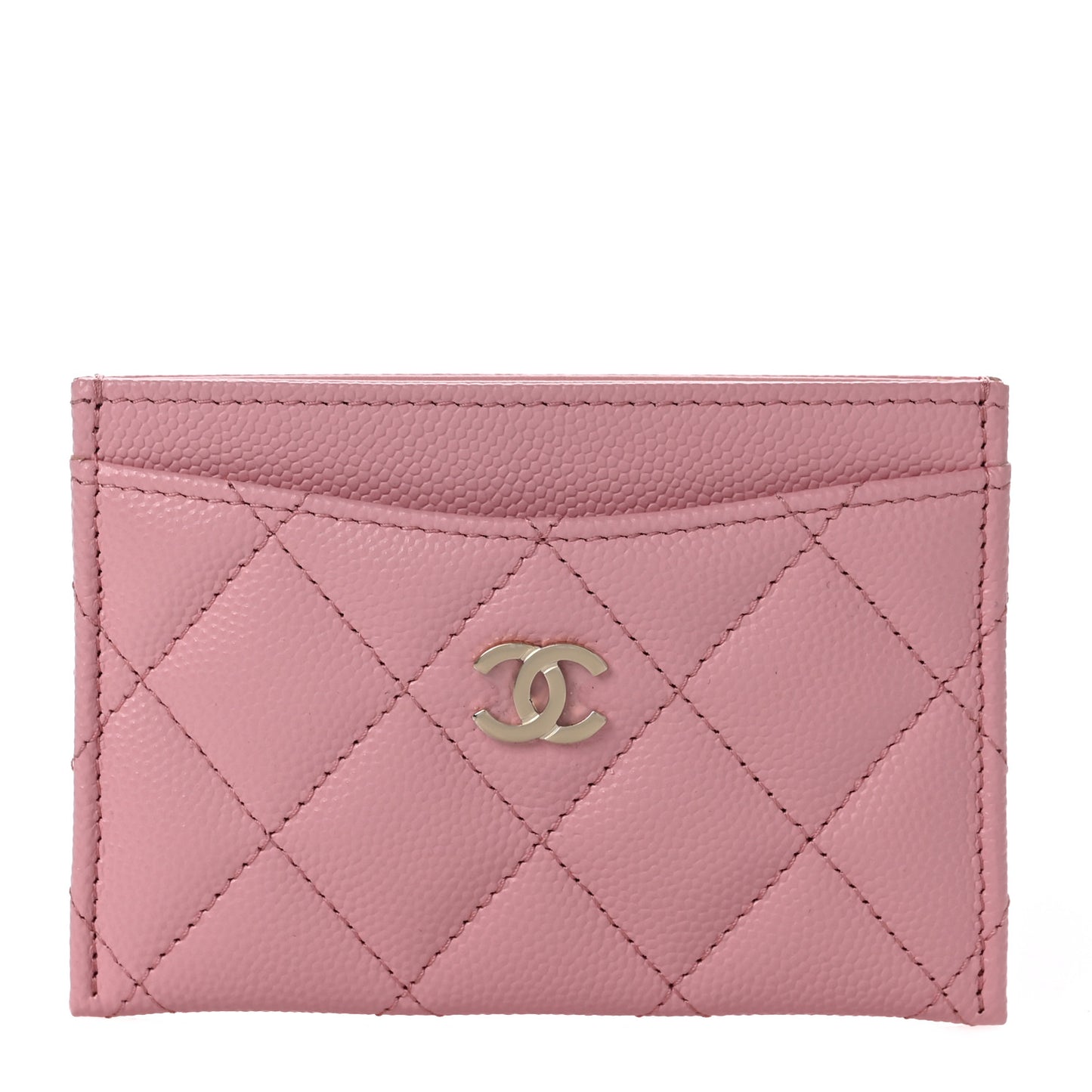 Caviar Quilted Card Holder Pink
