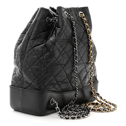Chanel Aged Calfskin Quilted Gabrielle Backpack Black 3 of 15