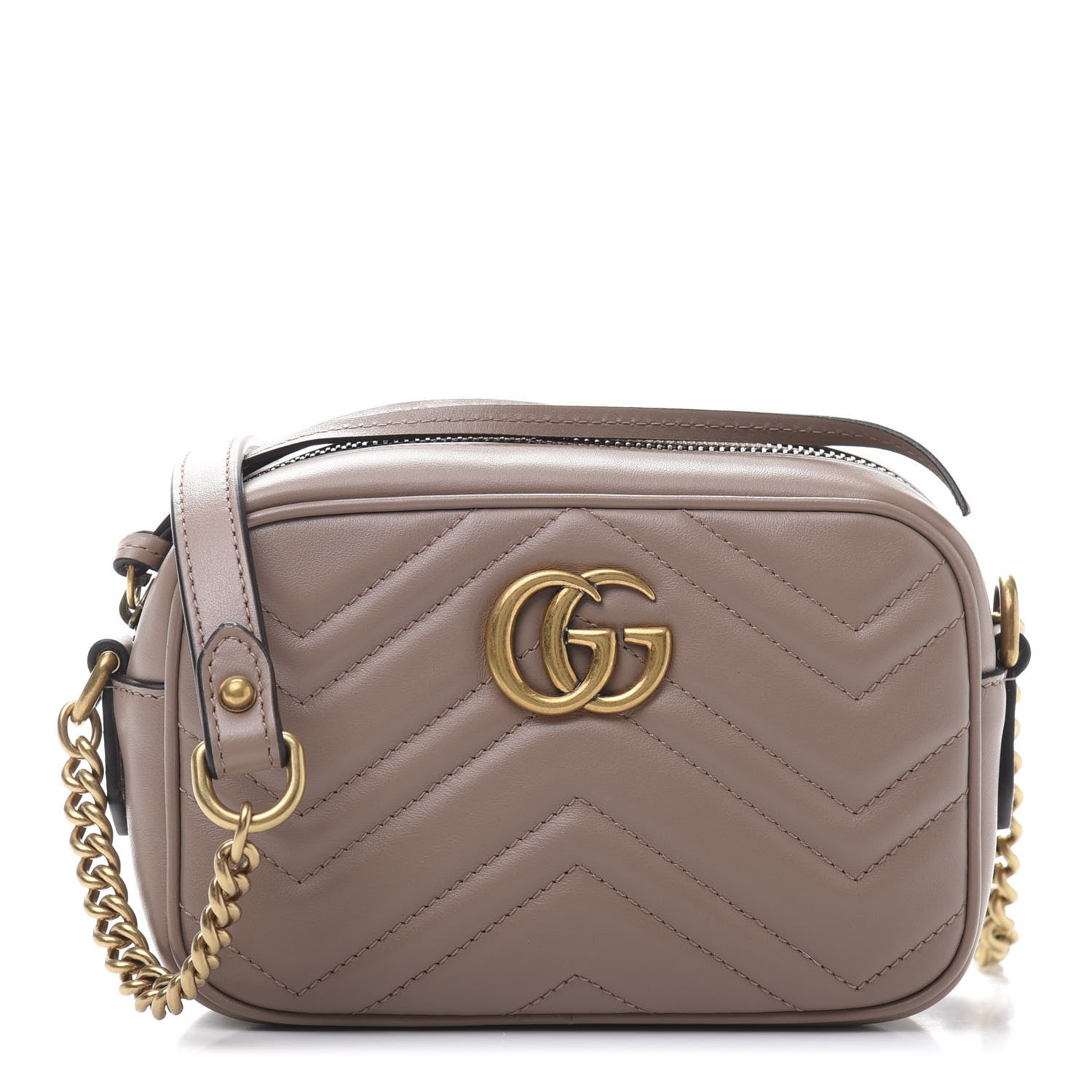 Gucci Calfskin Matelasse Mini GG Marmont Chain Shoulder Bag Porcelain Rose 1 of 11