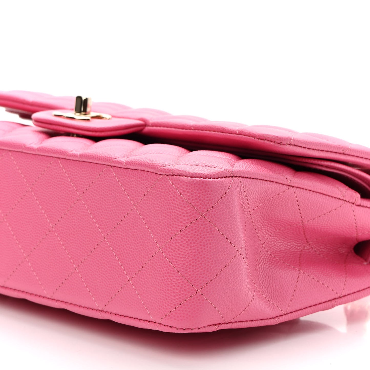 Caviar Quilted Medium Double Flap Pink