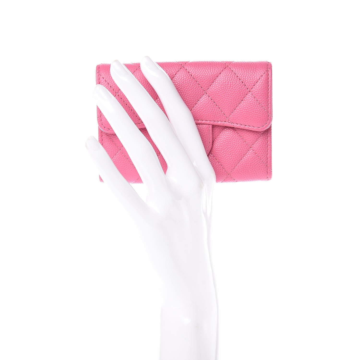 Chanel Caviar Quilted Flap Card Holder Pink 2 of 9