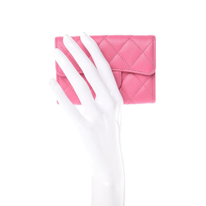 Chanel Caviar Quilted Flap Card Holder Pink 2 of 9