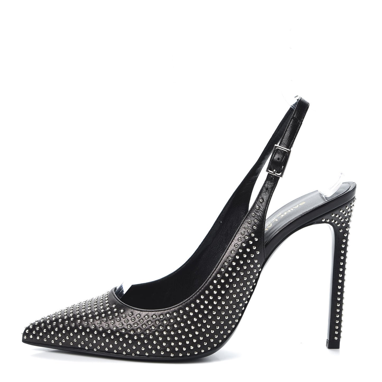 Calfskin Studded Paris 105 Slingback Pumps 38.5 Black