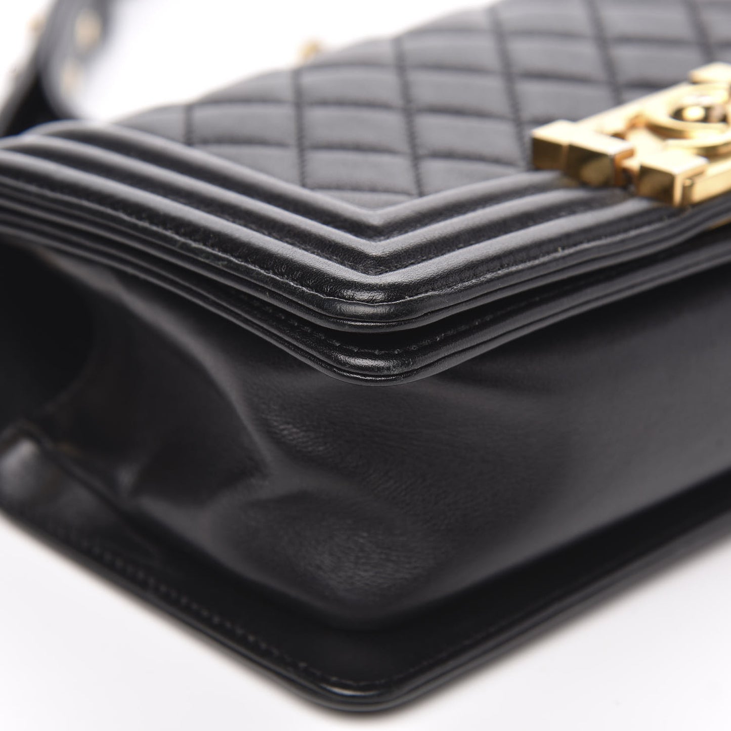 Lambskin Quilted Small Boy Flap Black