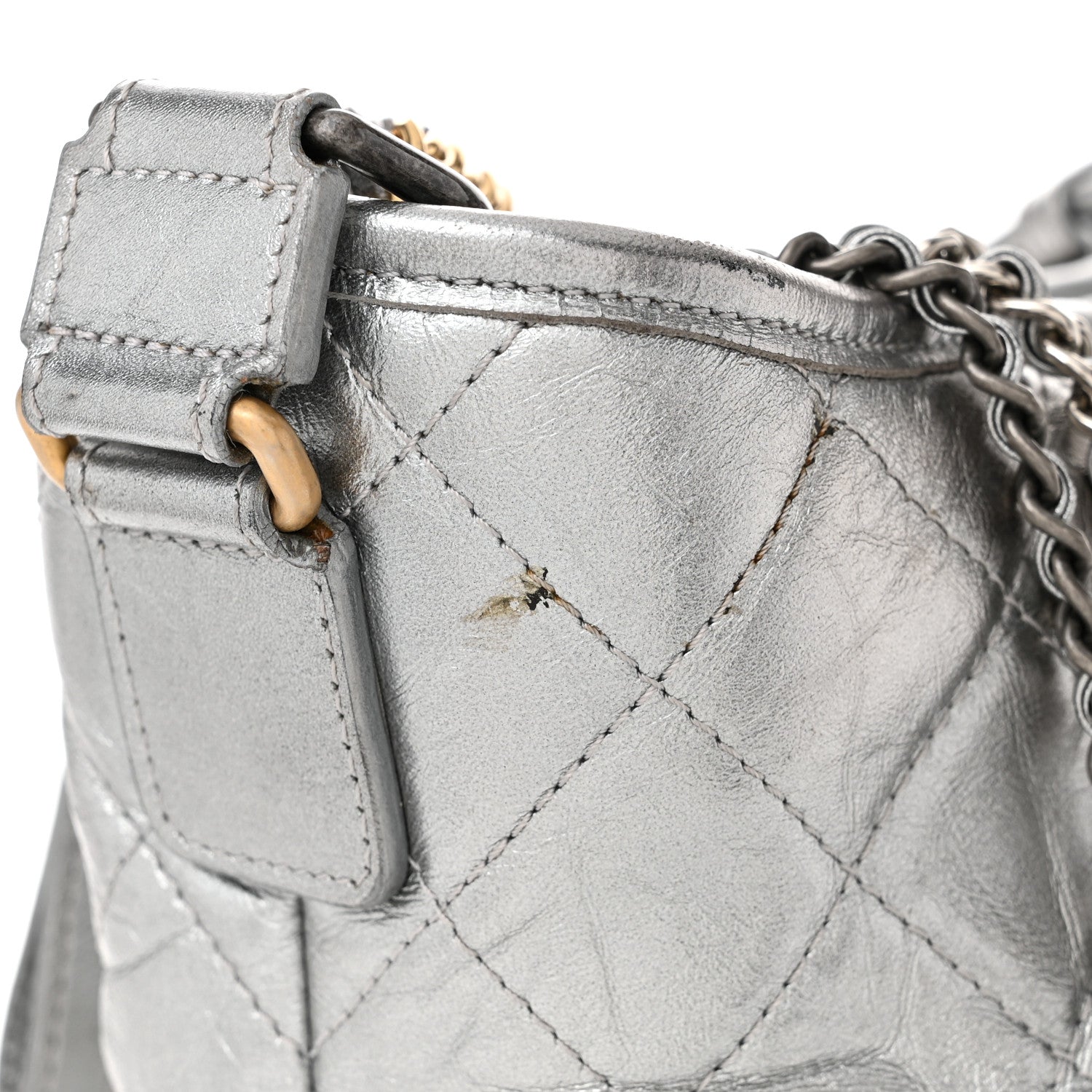 Chanel Metallic Aged Calfskin Quilted Medium Gabrielle Silver 12 of 12
