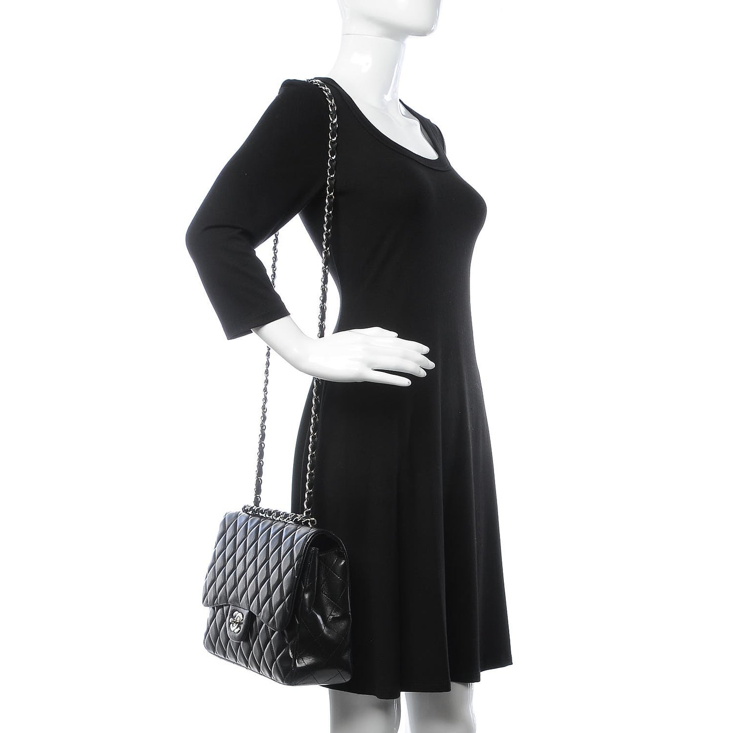 Lambskin Quilted Jumbo Single Flap Black
