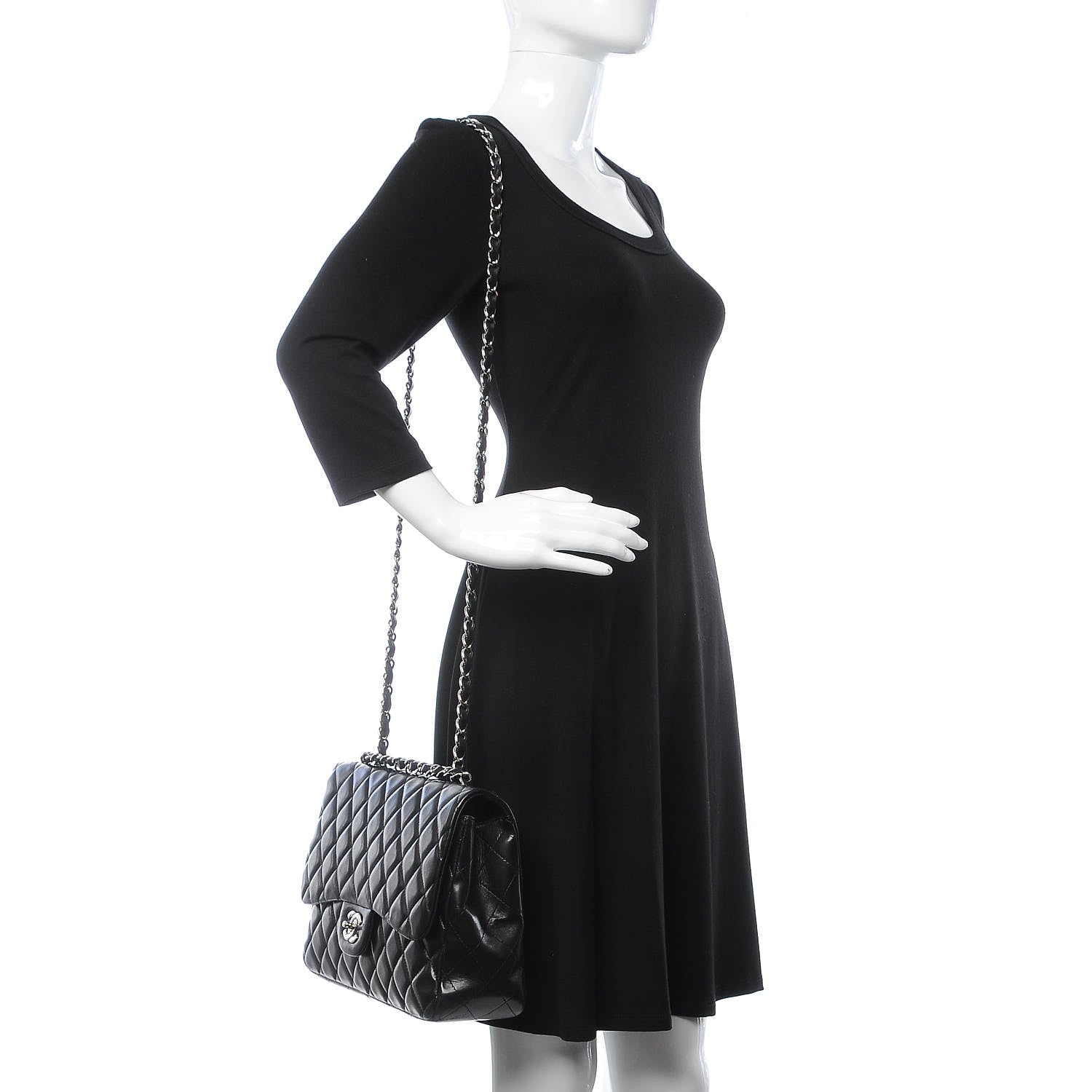 Chanel Lambskin Quilted Jumbo Single Flap Black 2 of 10