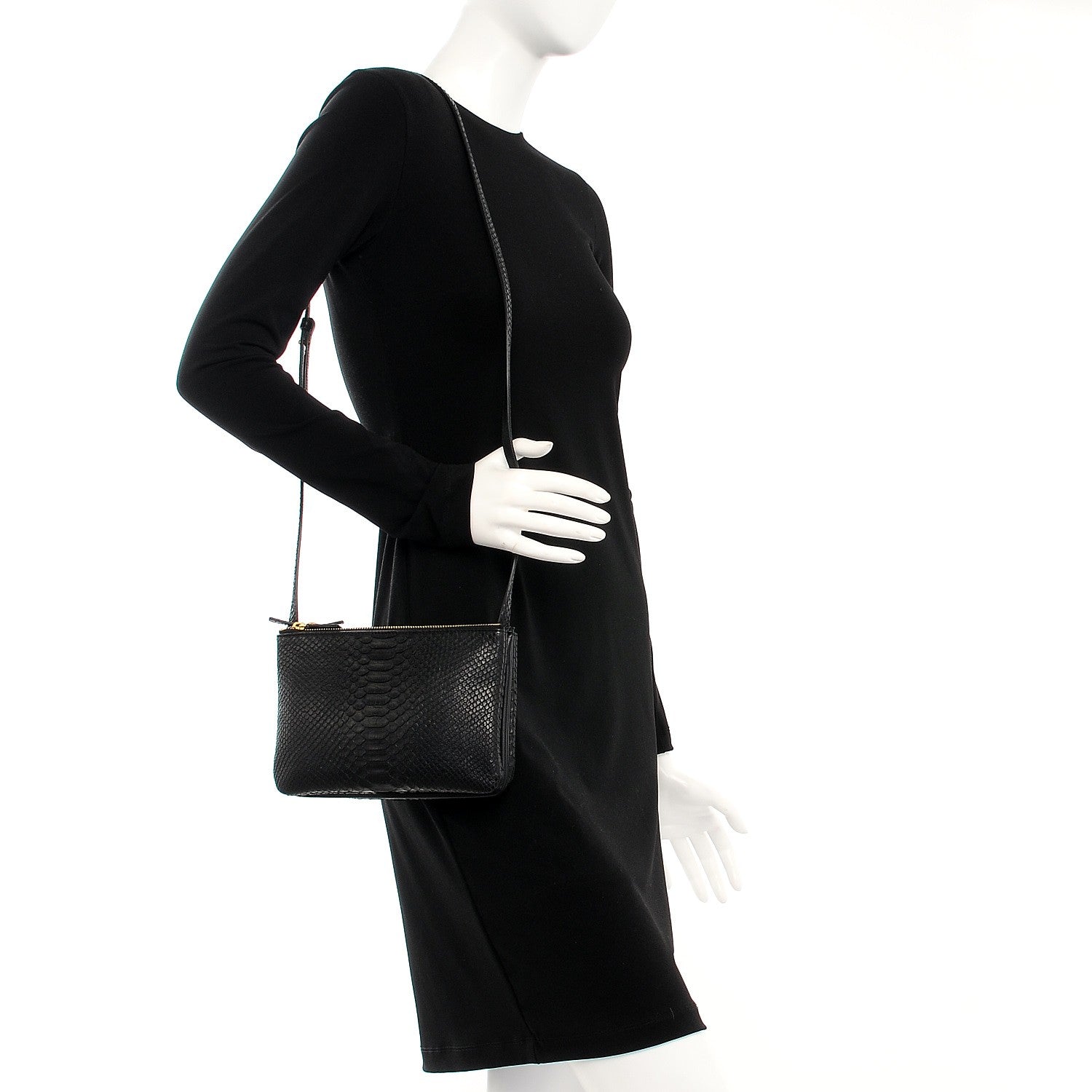 Celine Python Small Trio Crossbody Bag Black 2 of 8