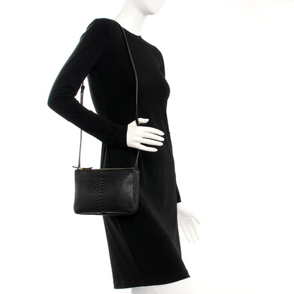 Celine Python Small Trio Crossbody Bag Black 2 of 8