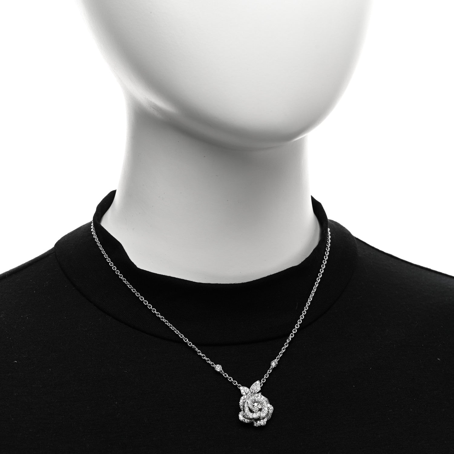 Christian Dior 18K White Gold Diamond Medium Rose Dior Bagatelle Necklace 2 of 6