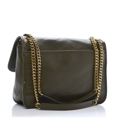 Saint Laurent Calfskin Matelasse Monogram Medium Niki Chain Satchel Olive 3 of 12