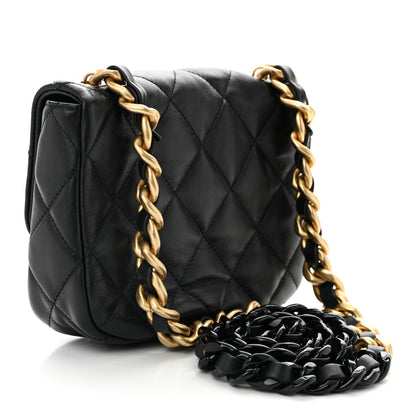 Chanel Lambskin Quilted Mini Lacquered Chain Flap Black 3 of 11