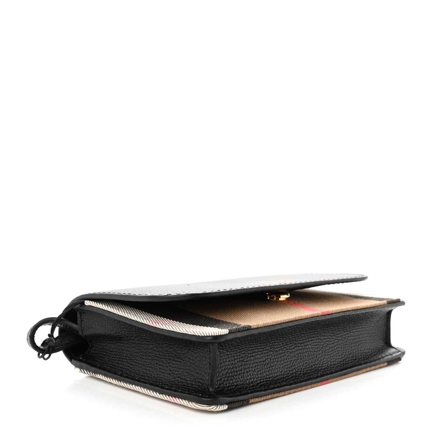 Derby Calfskin House Check Wallet On Chain Black
