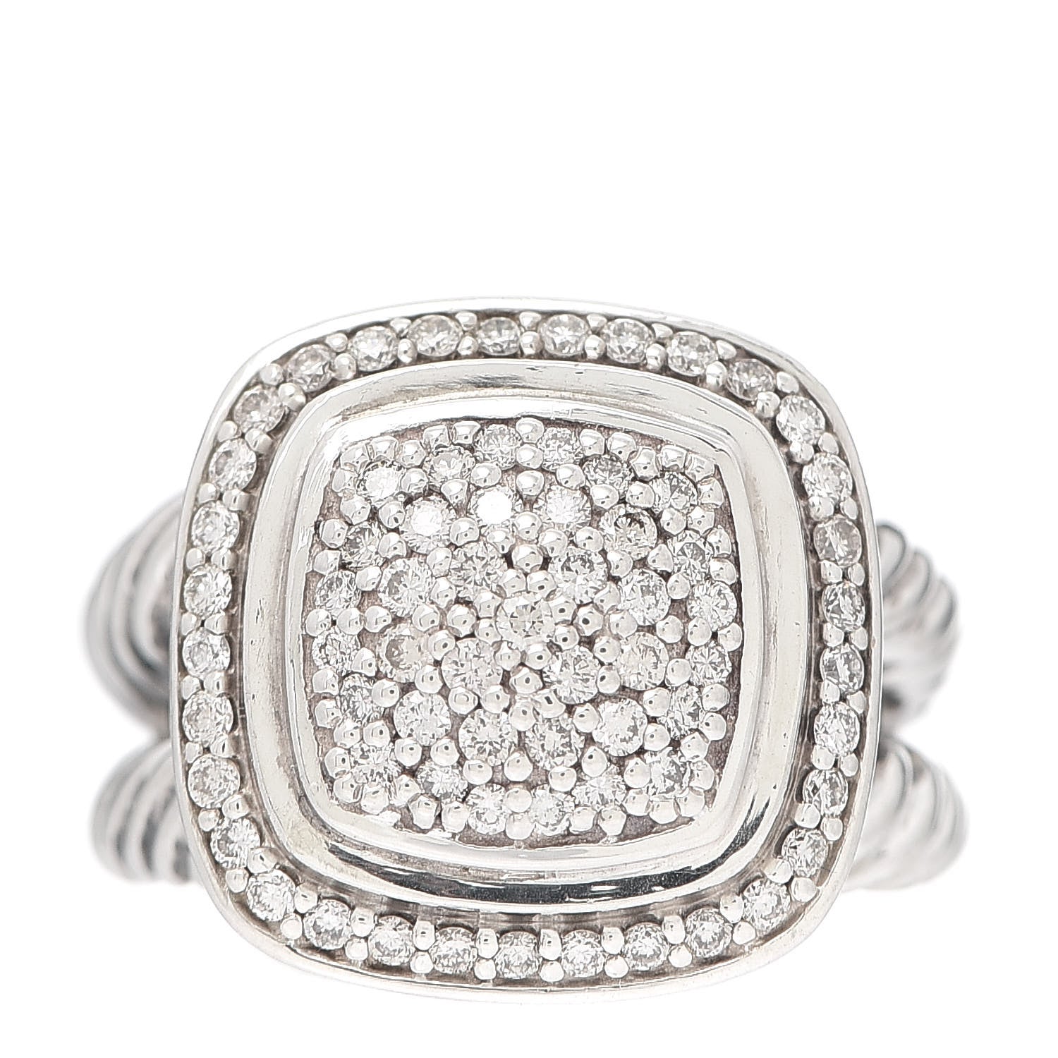 David Yurman Sterling Silver Diamond 11mm Albion Pave Ring 52 6 1 of 4