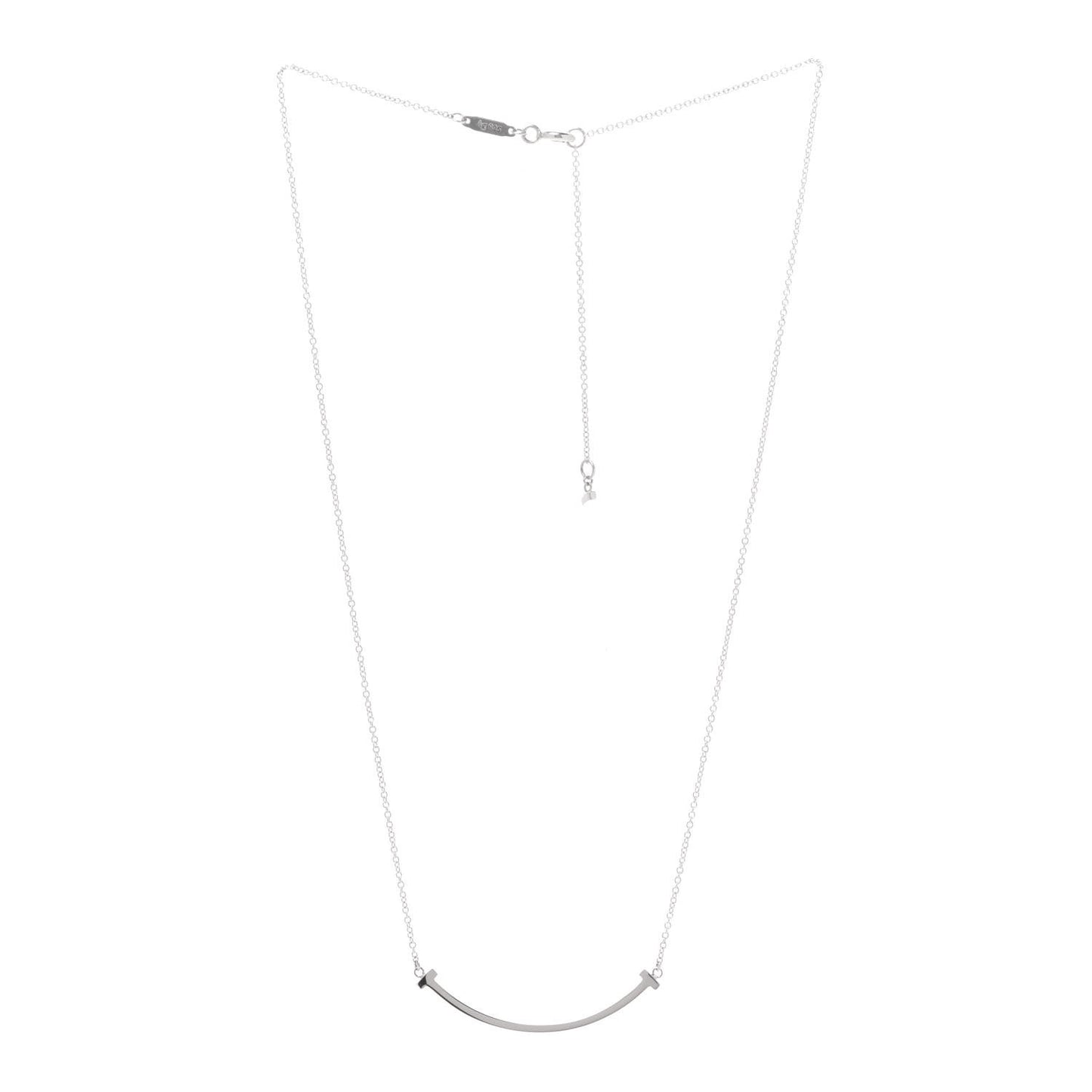 Sterling Silver Small T Smile Pendant Necklace