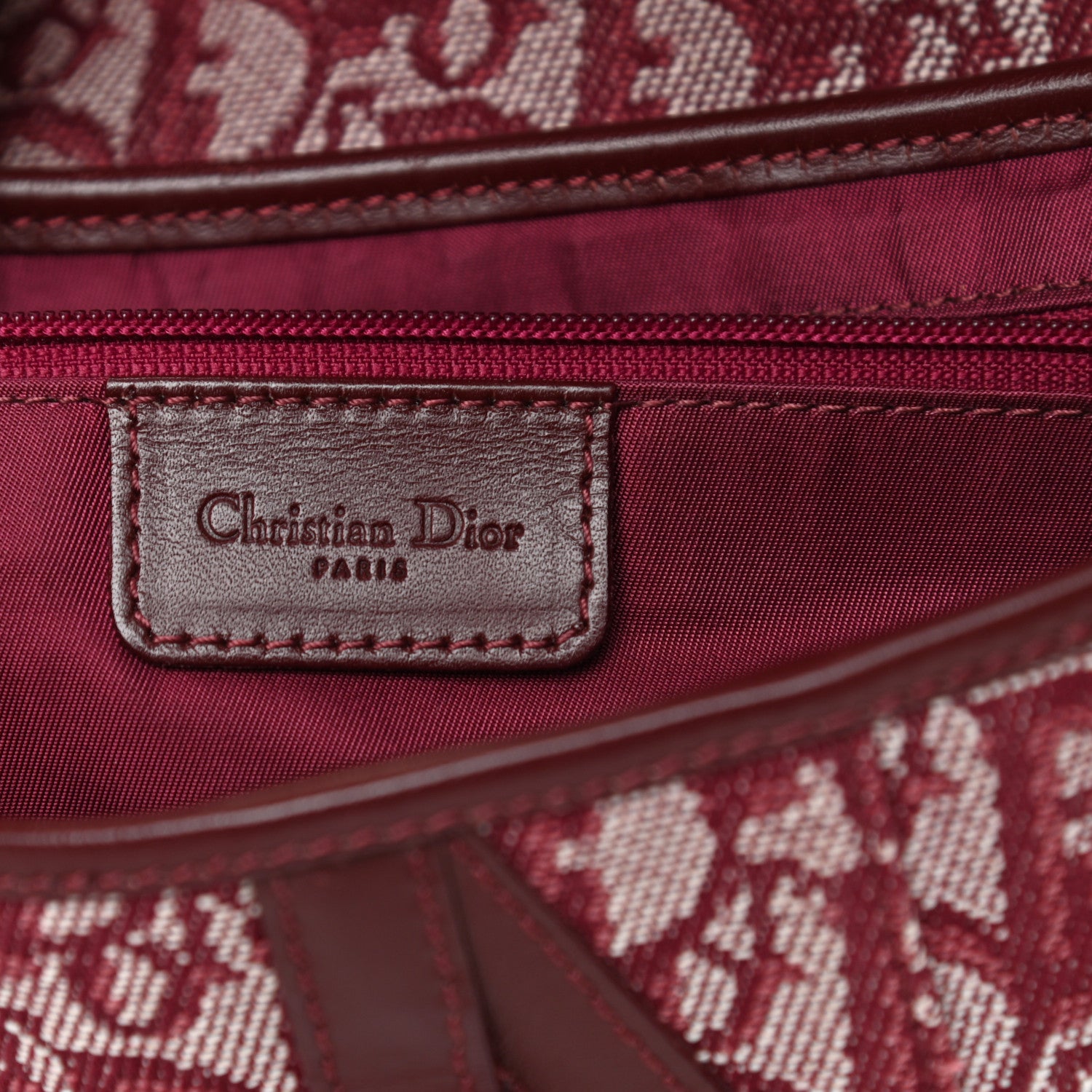 Christian Dior Monogram Saddle Bag Burgundy 6 of 12