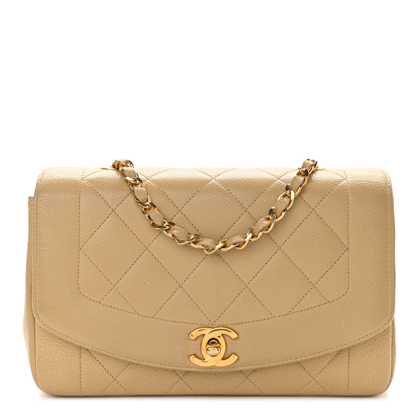 Caviar Quilted Small Single Flap Beige