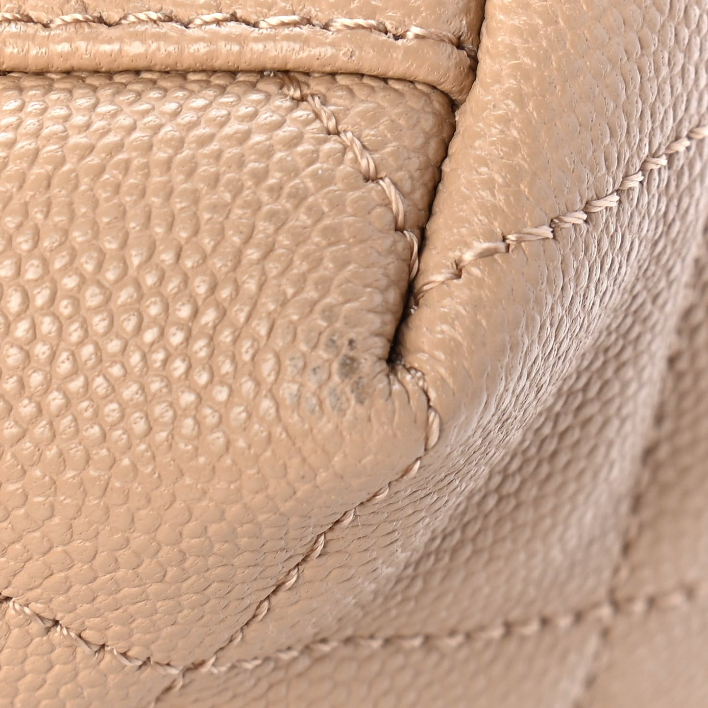 Caviar Quilted Rolled Up Tote Beige