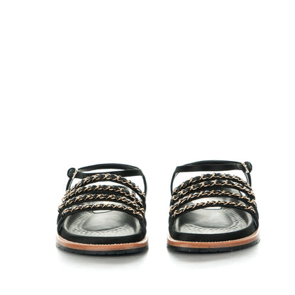 Chanel Satin Lambskin Chain Flat Sandals 39 Black 2 of 8
