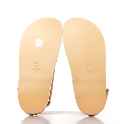 Chanel Braided Fabric Velcro Dad Sandals 38 Beige 5 of 10