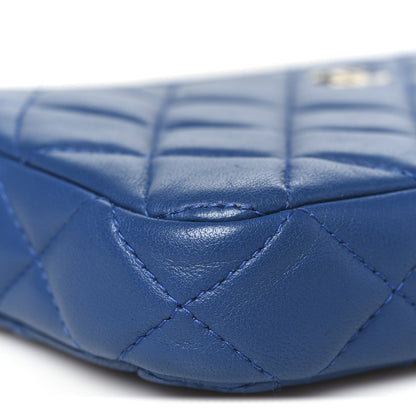 Chanel Lambskin Quilted Small Clutch With Chain Blue 10 of 11