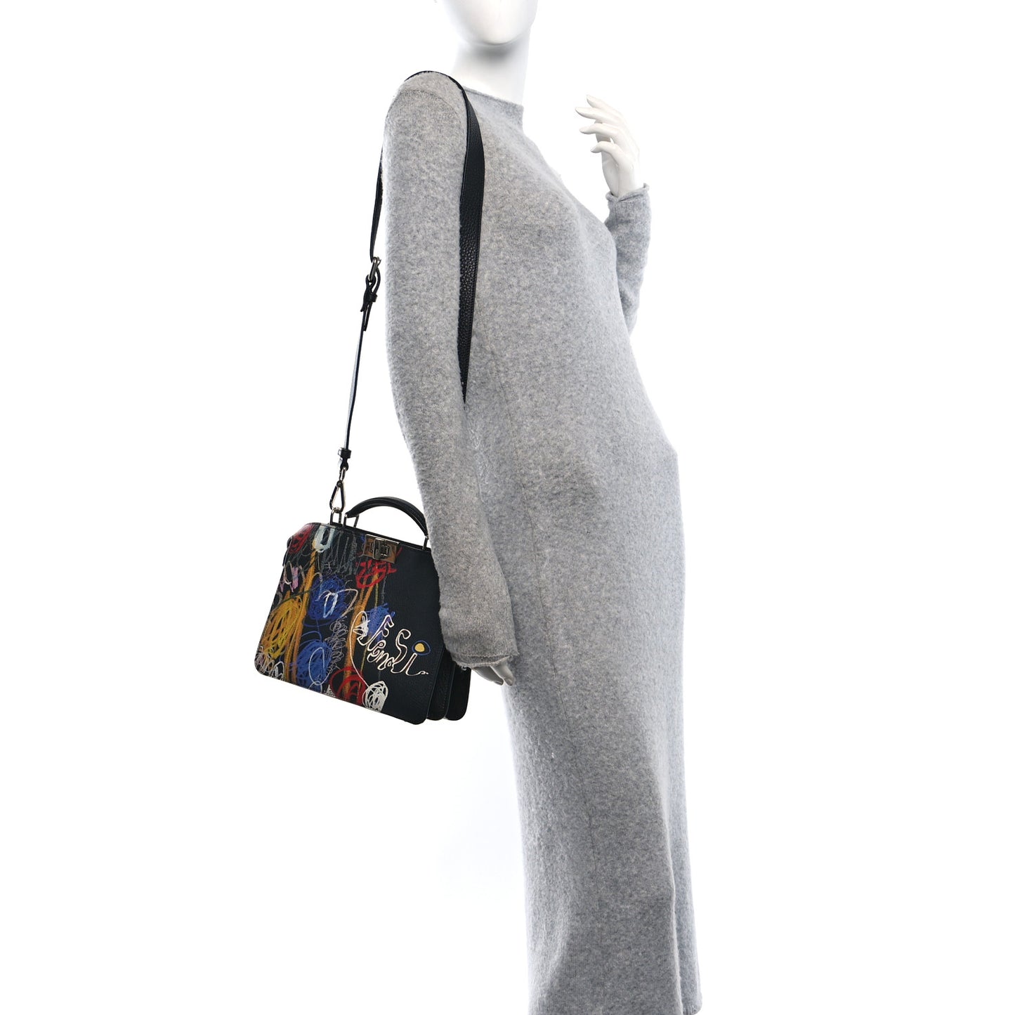 X NOEL FIELDING Cuoio Romano Painted Mini Peekaboo I SEE U Satchel Black Multicolor