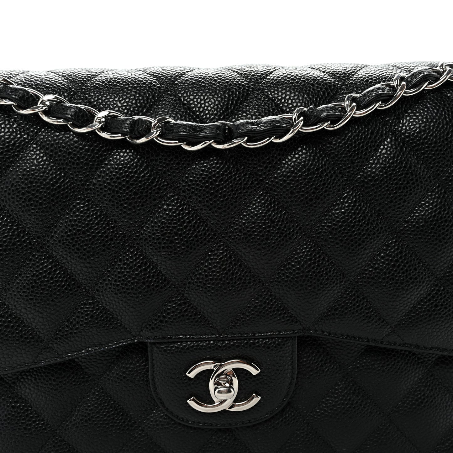 Caviar Quilted Jumbo Double Flap Black