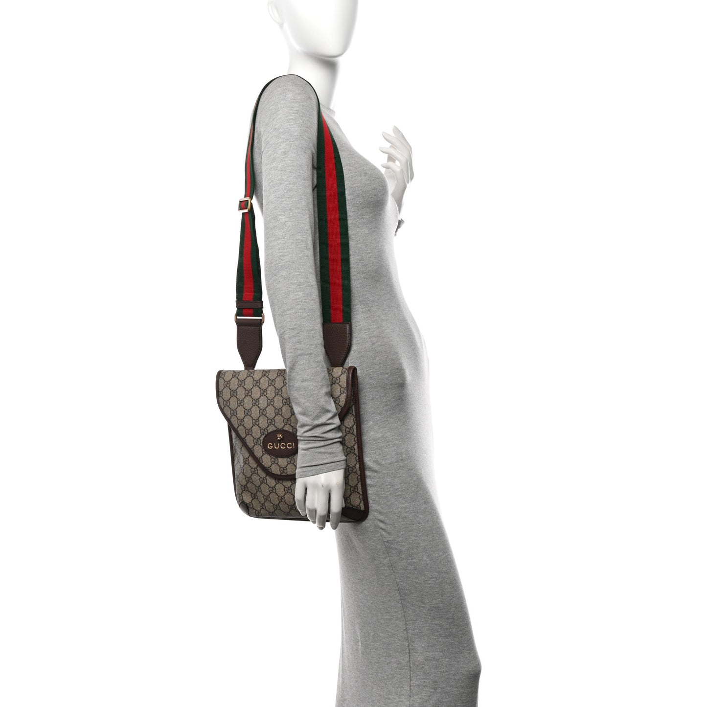 GG Supreme Monogram Web Medium Neo Vintage Flap Messenger Bag Beige New Acero