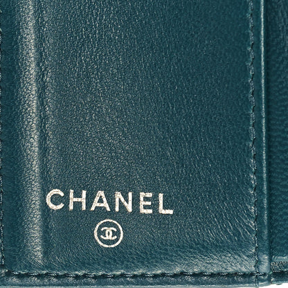Chanel Lambskin Quilted Tri-Fold Flap Wallet Dark Green 5 of 10