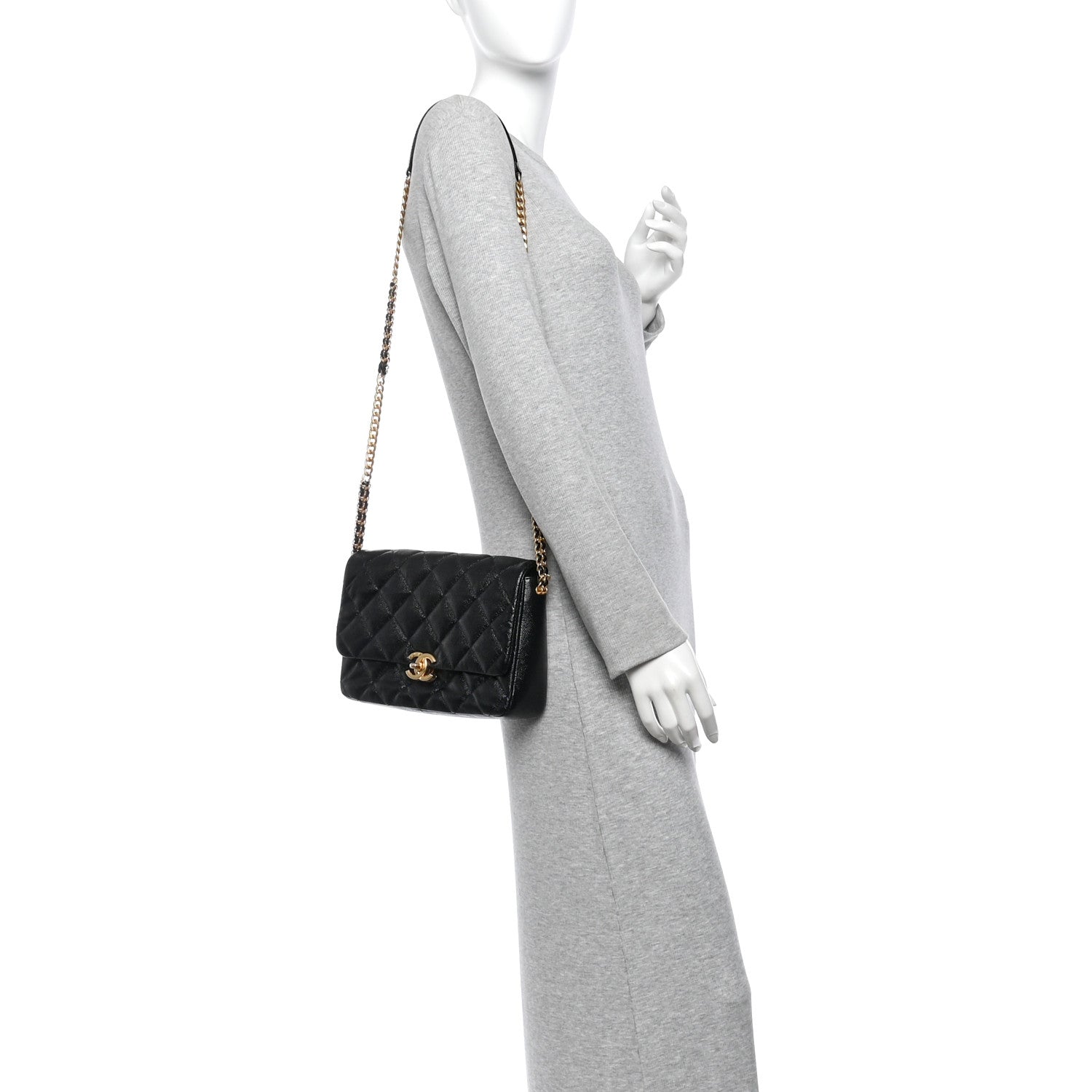 Chanel Shiny Caviar Quilted Large Chain Melody Flap Black 2 of 12
