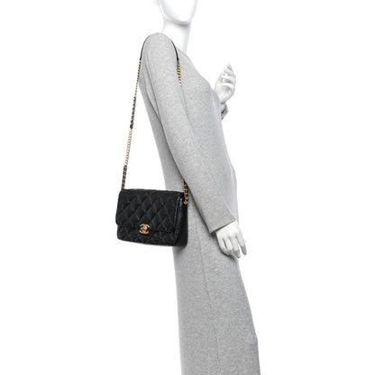 Chanel Shiny Caviar Quilted Large Chain Melody Flap Black 2 of 12
