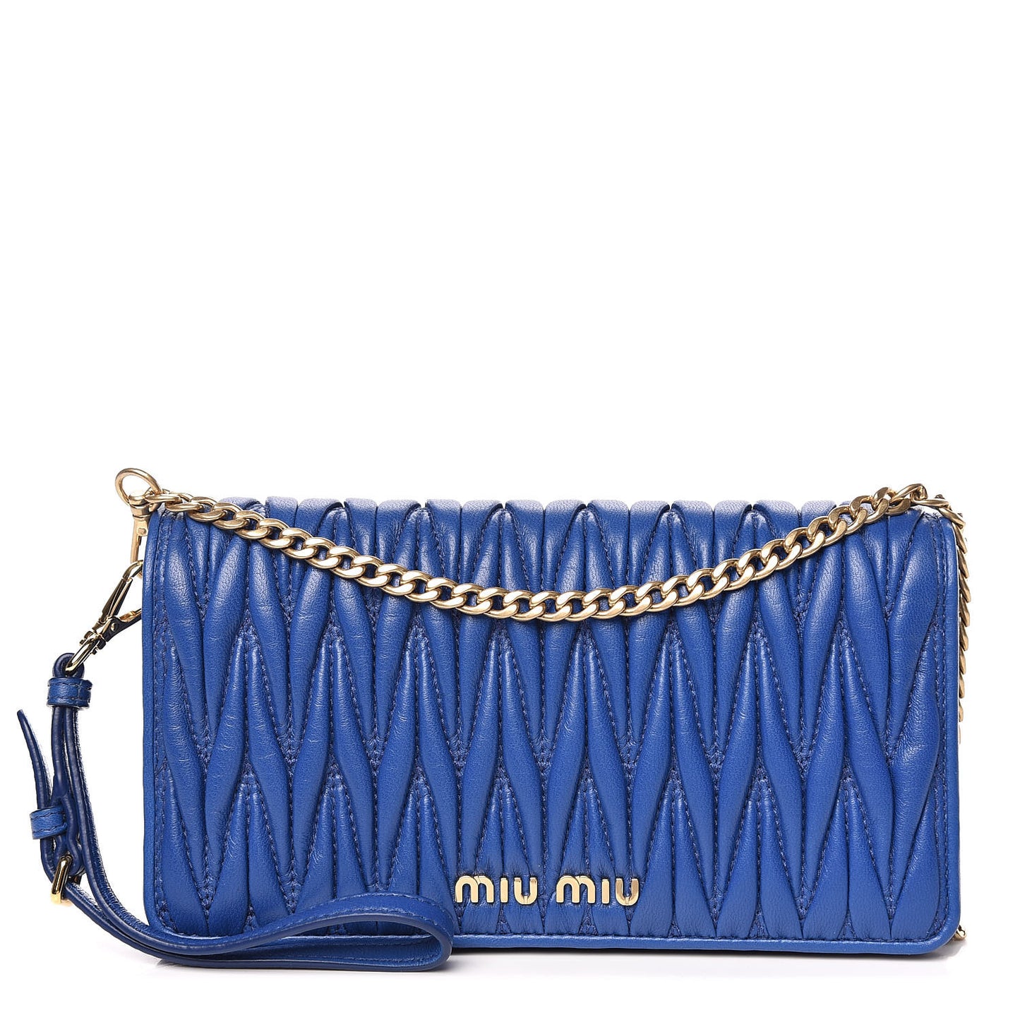 Nappa Matelasse Chain Crossbody Bag Azzurro