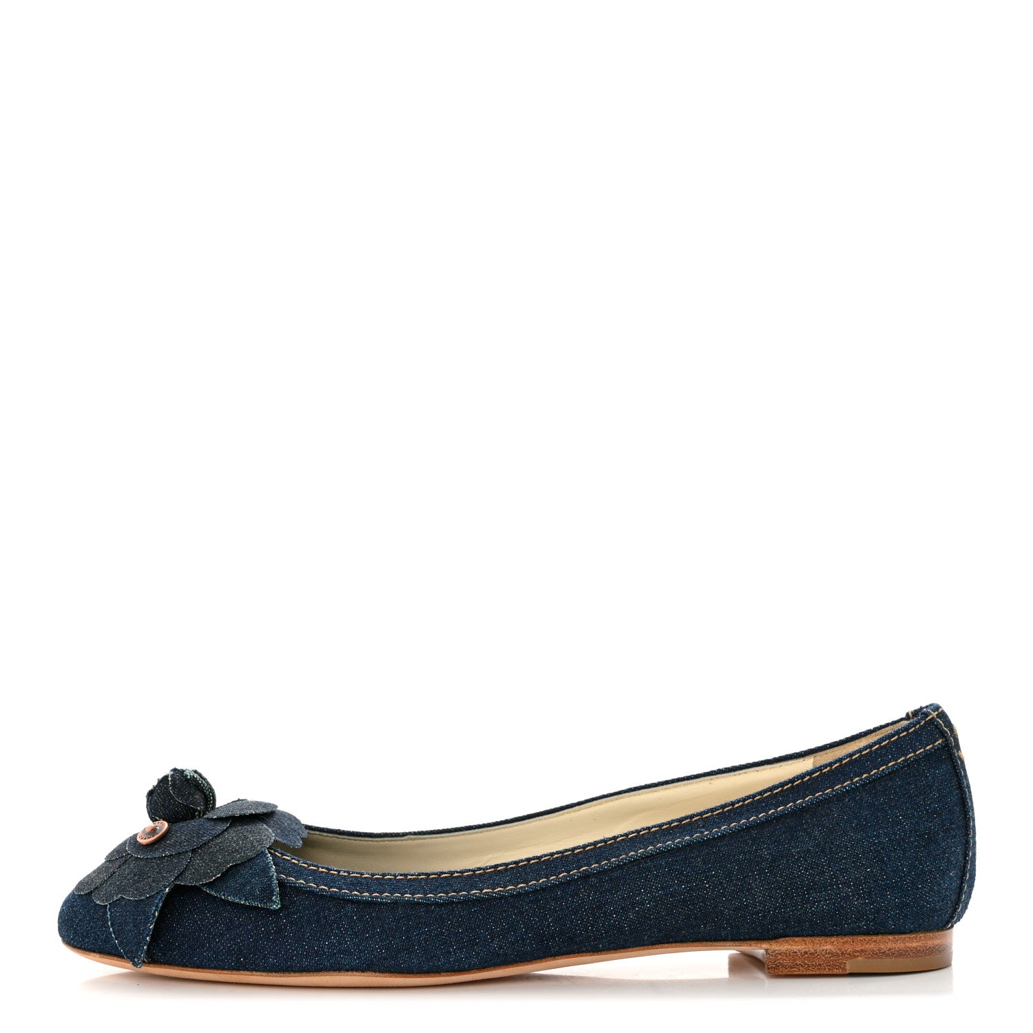 Chanel Denim Camellia Ballerina Flats 41 Navy Blue 1 of 7