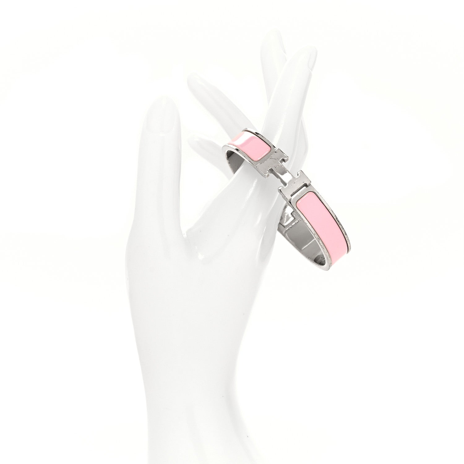 Hermes Enamel Narrow Clic Clac H Bracelet PM Rose Candeur 2 of 5