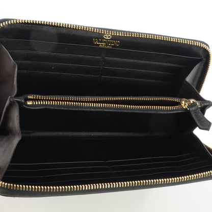 Valentino Garavani Calfskin Rockstud Zip Around Wallet Black 5 of 9
