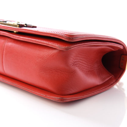 Chanel Lambskin Embossed Medium Boy Cube Flap Red 9 of 9