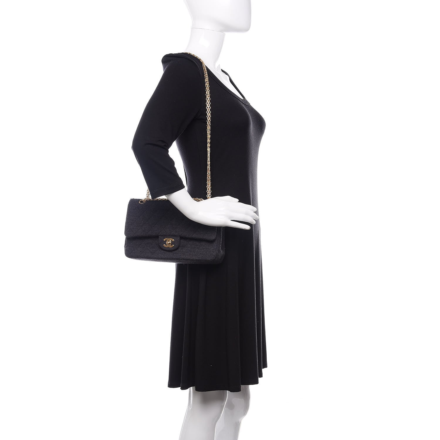 Chanel Jersey Quilted Small Double Flap Black 2 of 15