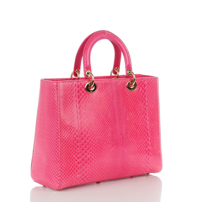 Christian Dior Python Large Lady Dior Fuchsia 3 of 9