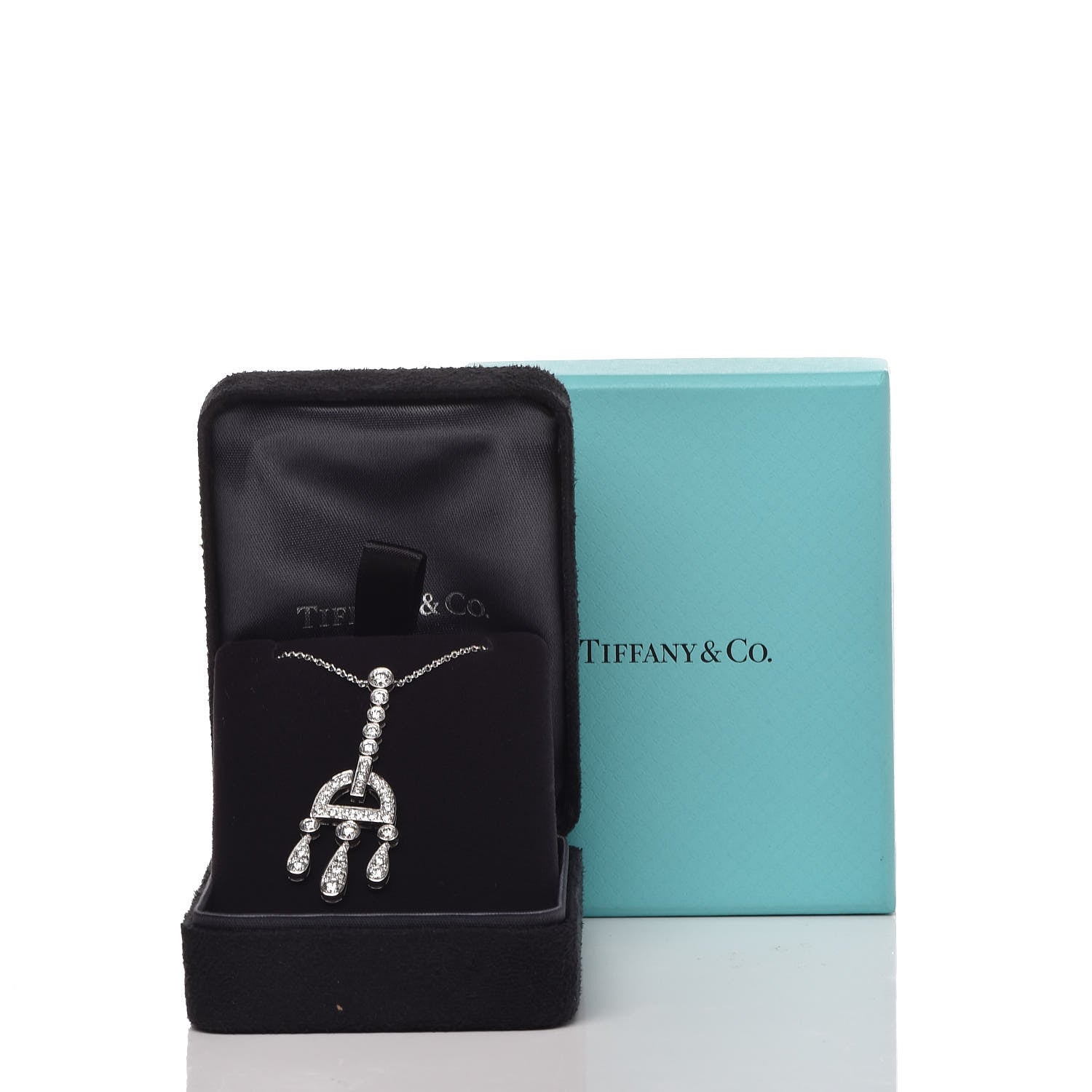Tiffany Platinum Diamond Jazz Buckle Pendant Necklace 8 of 8