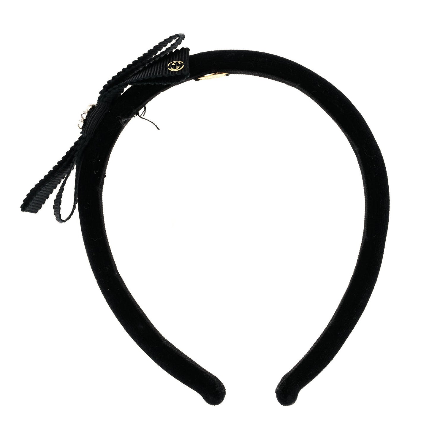 Velvet Grosgrain Interlocking G Bow Headband Black