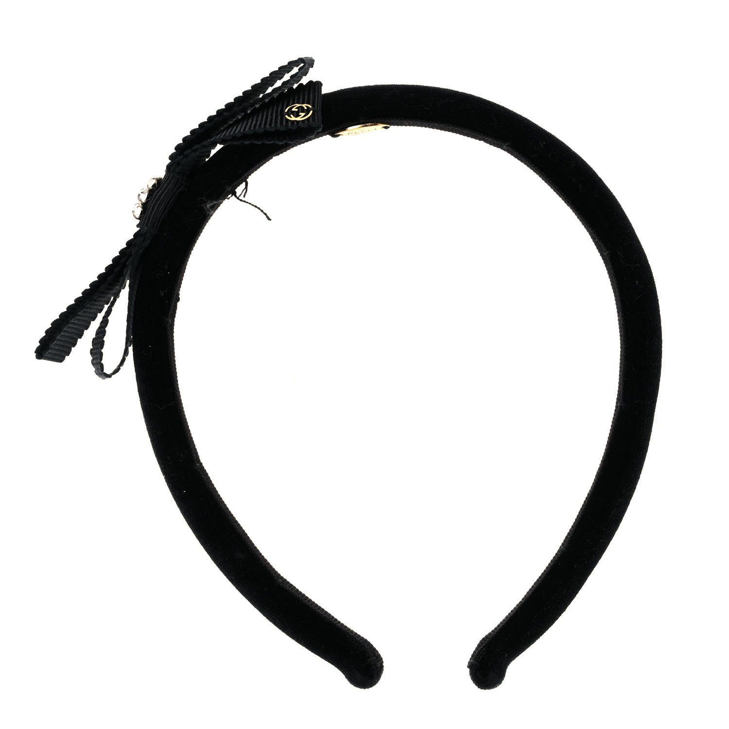 Gucci Velvet Grosgrain Interlocking G Bow Headband Black 1 of 7