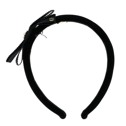 Gucci Velvet Grosgrain Interlocking G Bow Headband Black 1 of 7