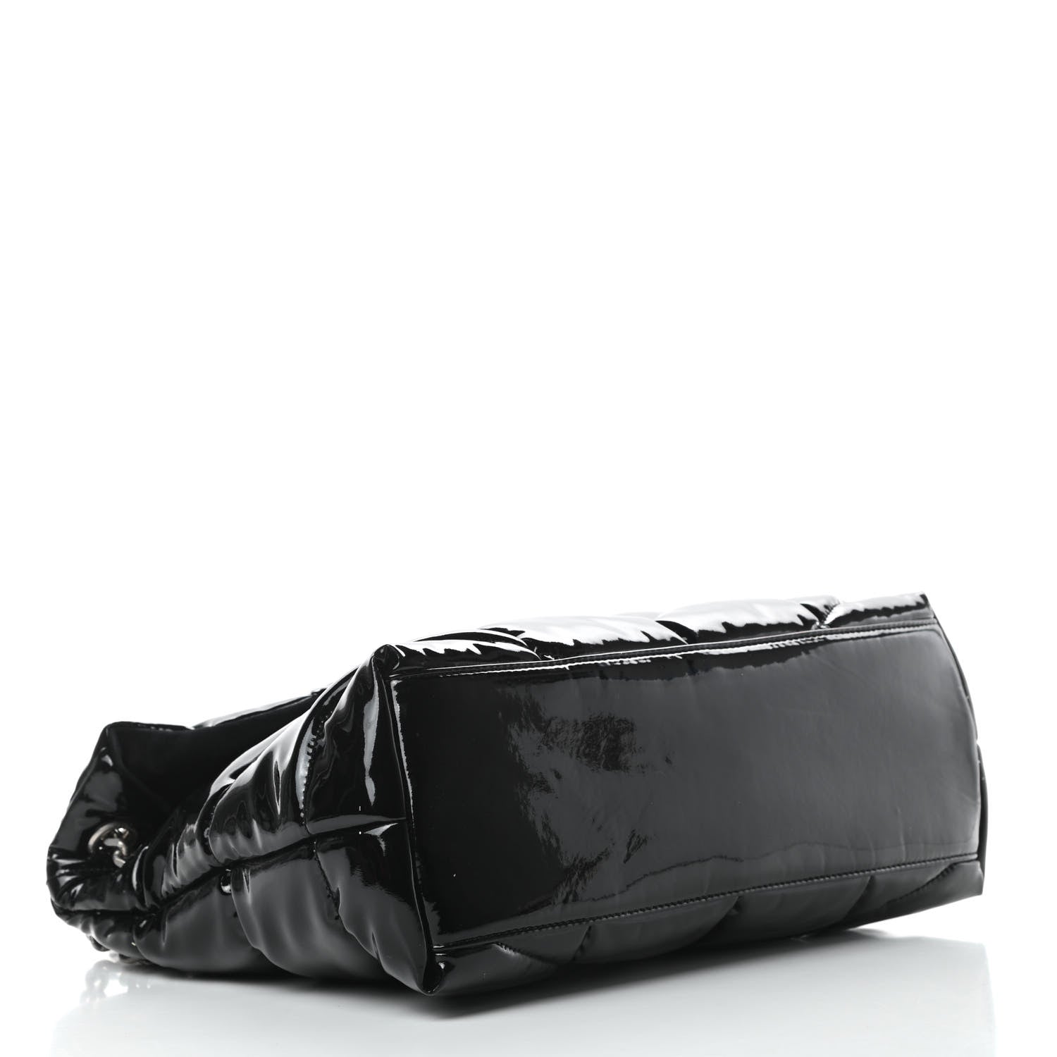 Saint Laurent Patent Lambskin Quilted Medium Loulou Puffer Monogram Chain Satchel Black 4 of 14