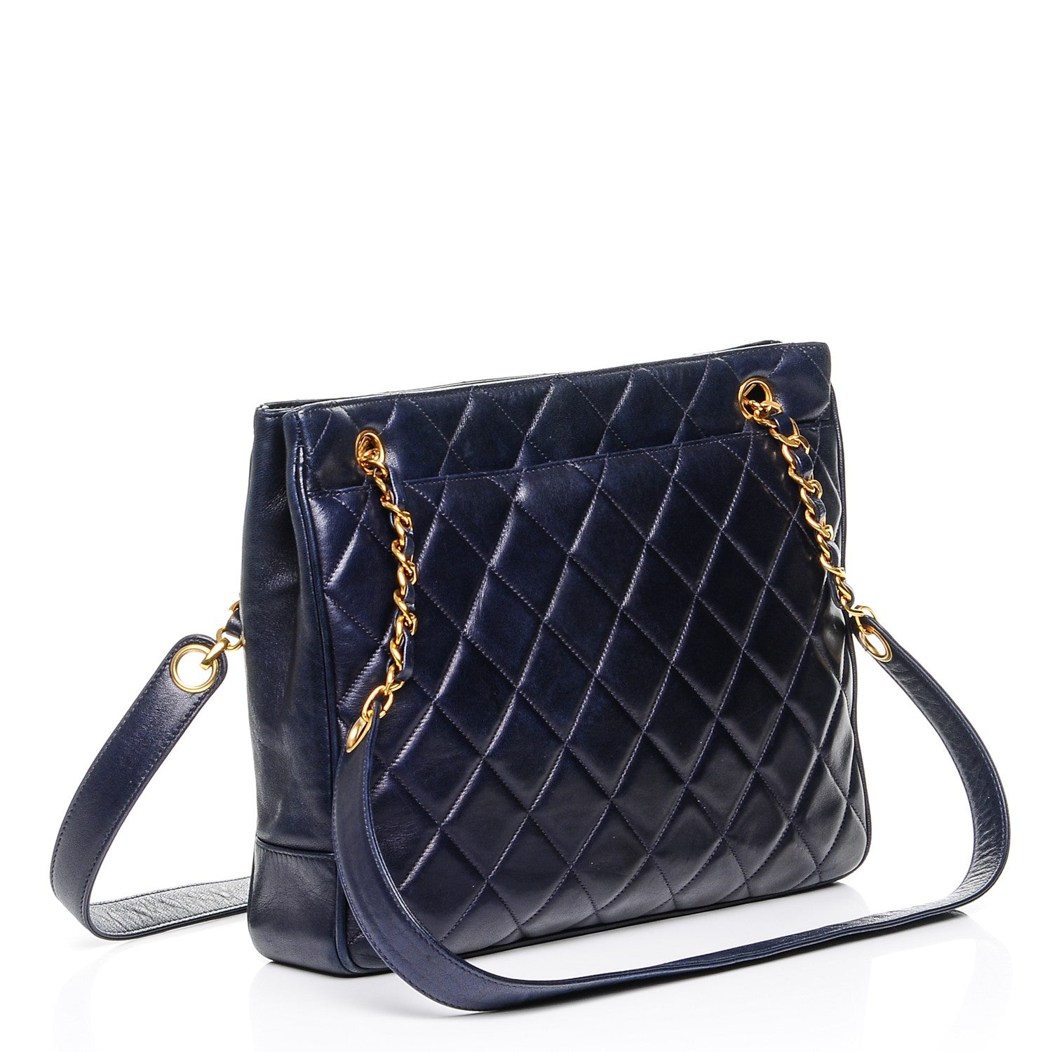 Chanel Lambskin Quilted Shoulder Bag Navy Blue 3 of 8