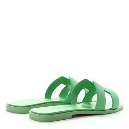 Hermes Epsom Oran Sandals 38 Vert Pomme 4 of 8