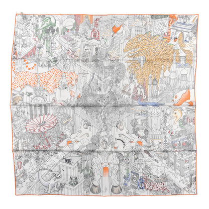 Hermes Silk Animapolis Scarf 90 White Jaune Vert 1 of 4