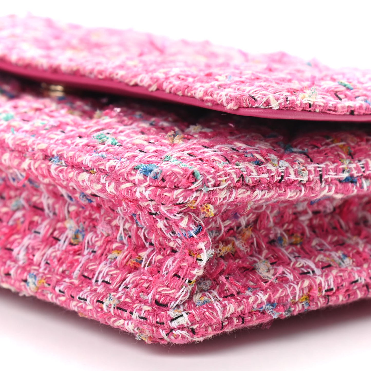 Tweed Quilted Wallet On Chain WOC Pink Blue White