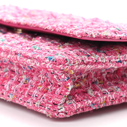 Chanel Tweed Quilted Wallet On Chain WOC Pink Blue White 10 of 11